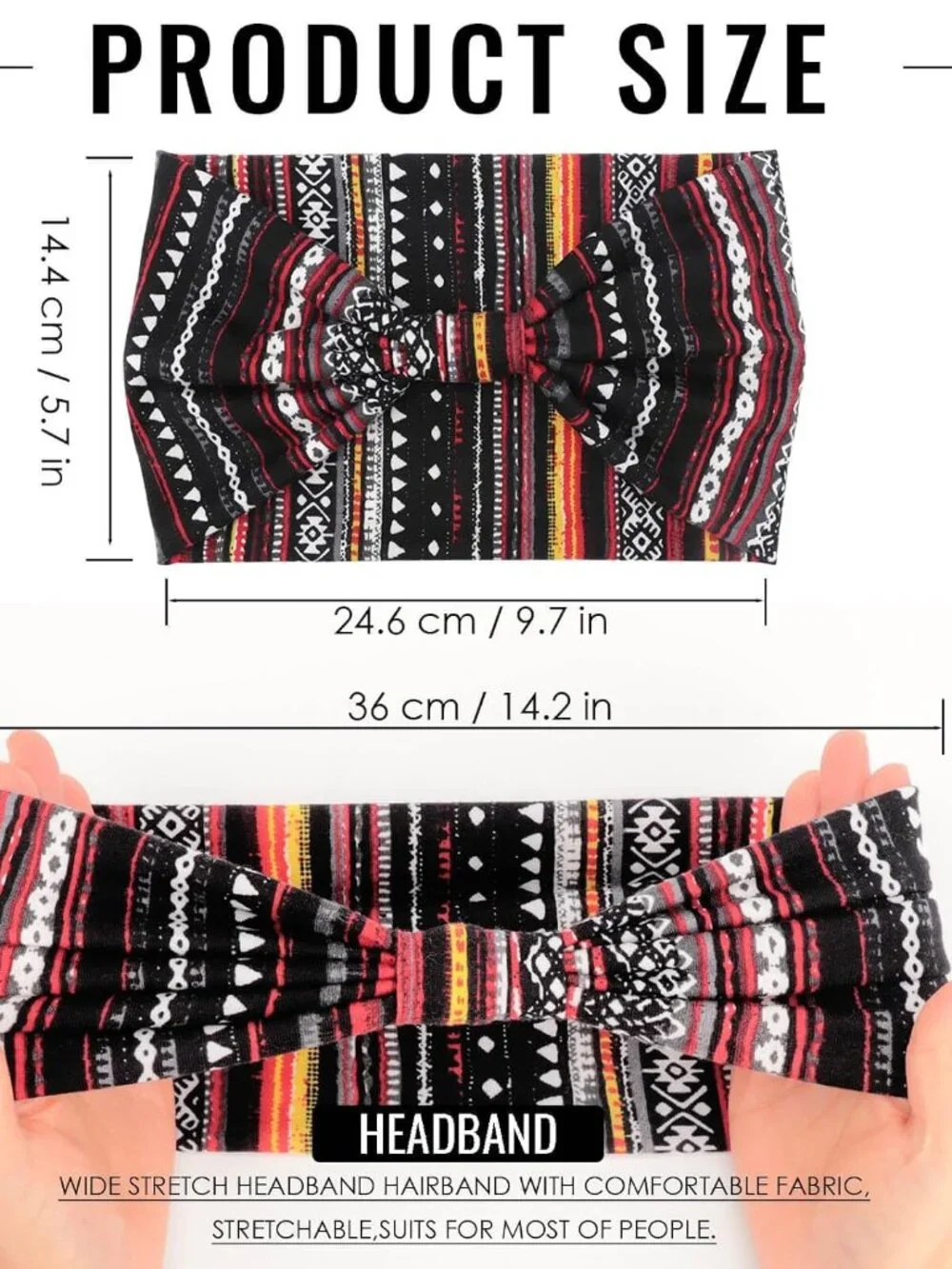 4 Pack Turban Headbands for Women Wide Vintage Head Wraps Knotted Cute Hair Band - Picture 6 of 7